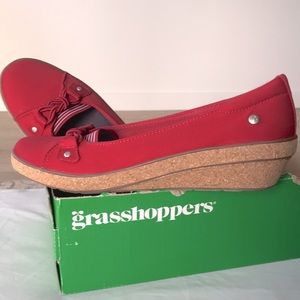 Grasshoppers Red Cork Wedge 8 Memory Foam